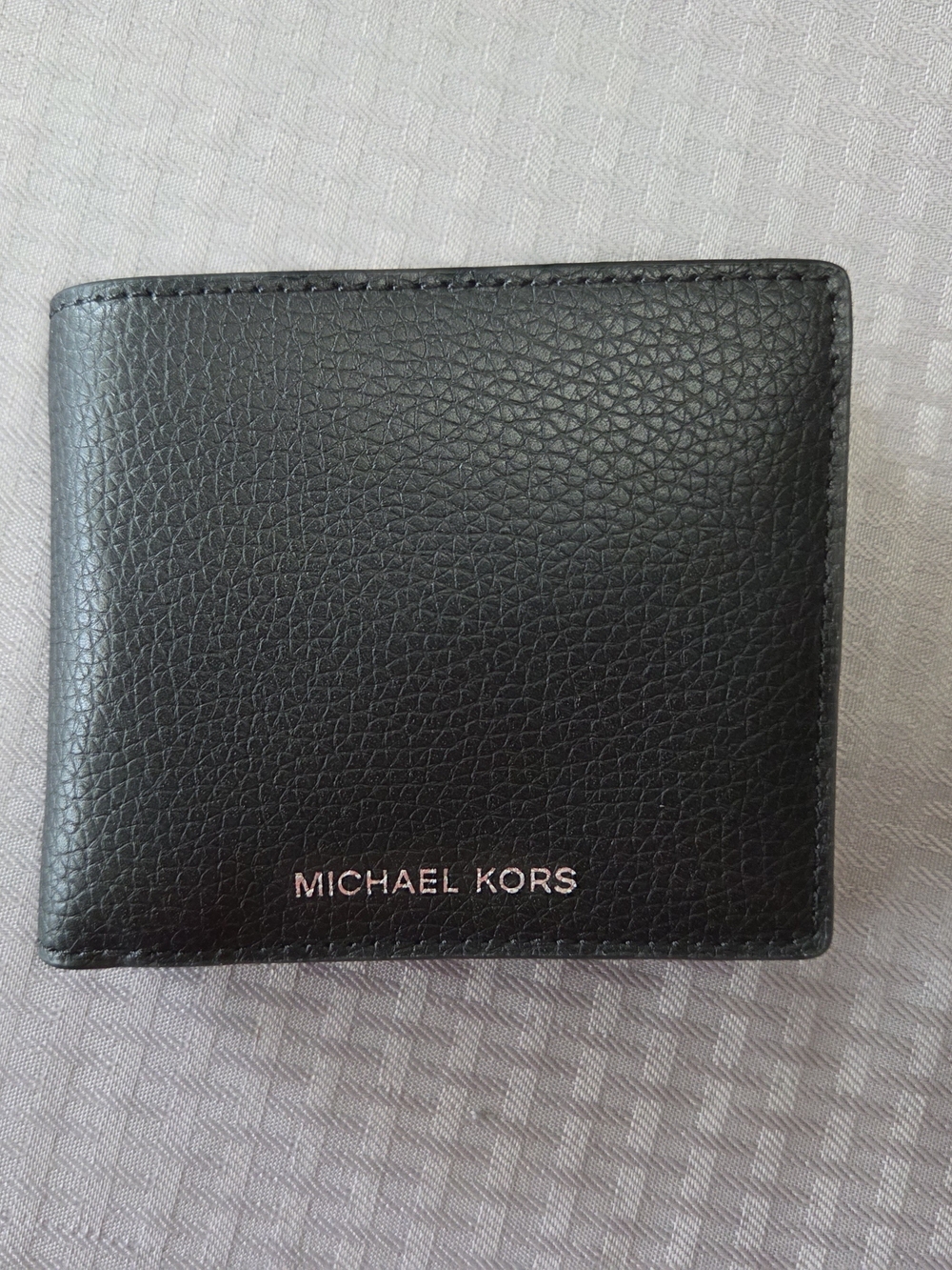 Michael Kors Men's Black Pebble Leather Bi-Fold Wallet with Logo